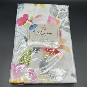 Harper Floral Tablecloth 60 x 84 Oblong Easy Care Spillproof Benson Mills New